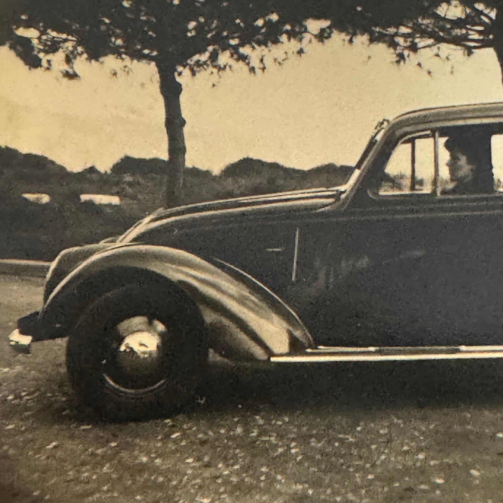 Vintage Automobile Real Photo Postcard Post Card RPPC Woman with Car 1940