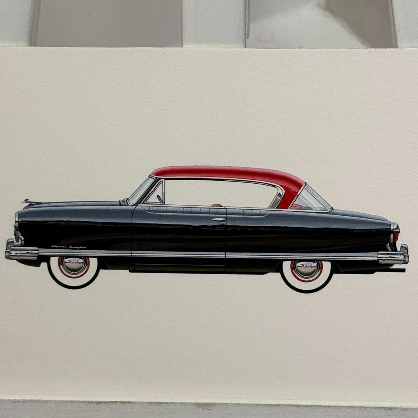 1953 Nash Ambassador Club Coupe Car Illustration Art Drawing Vintage Miniature