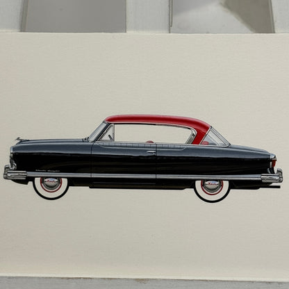 1953 Nash Ambassador Club Coupe Car Illustration Art Drawing Vintage Miniature