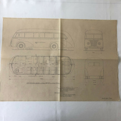 1935 Coachbuilder Bus Design Blueprint Rendering Blue Print Coach Bus Truck