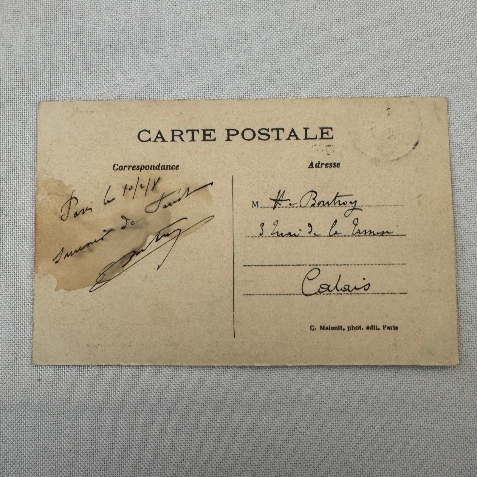 Vintage Zeppelin Airship Dirigible Postcard Post Card French Militay Paris