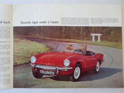 1960s Triumph Spitfire Mark 3 Sales Brochure Advertising Catalog - FRENCH TEXT
