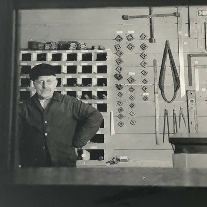 Antique Vintage Photograph of a Worker in Factory Denmark Ergo Trailer