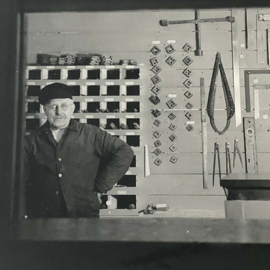 Antique Vintage Photograph of a Worker in Factory Denmark Ergo Trailer