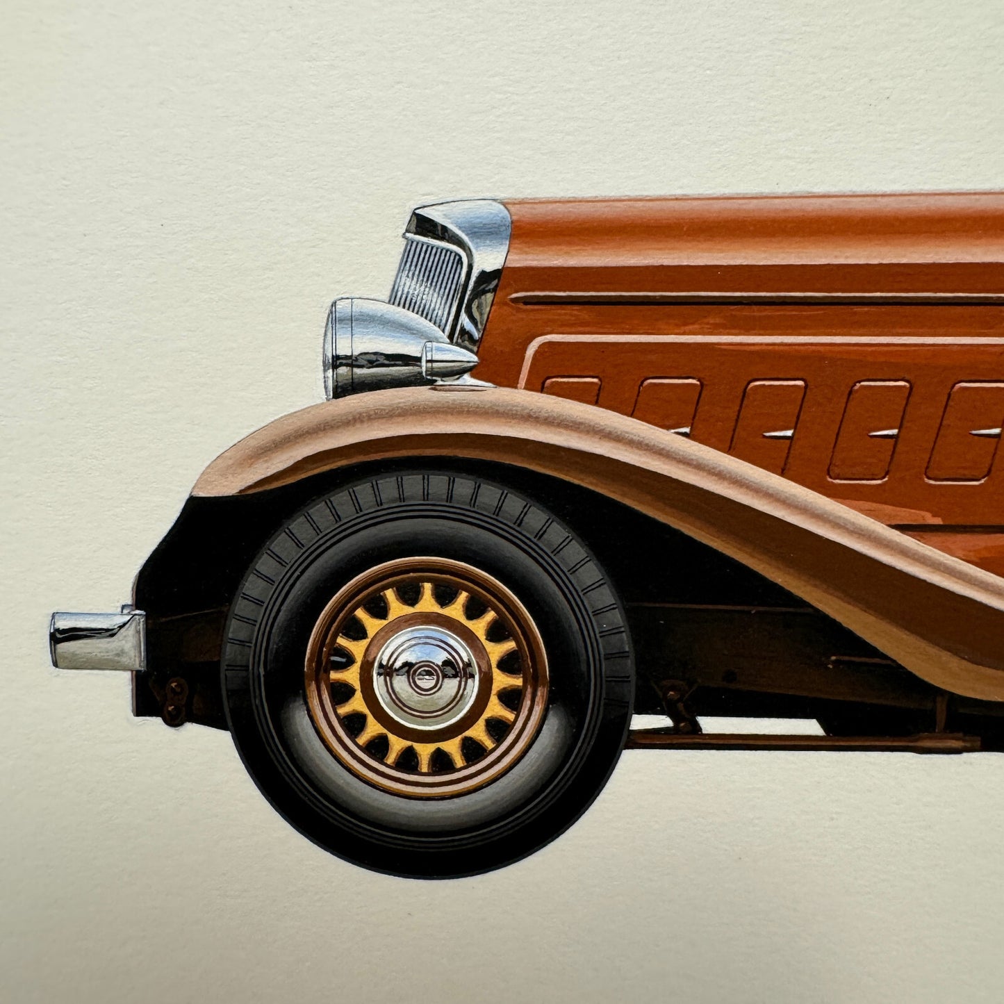 1938 Franklin V12 LeBaron Club Brougham Automobile Illustration Art Drawing