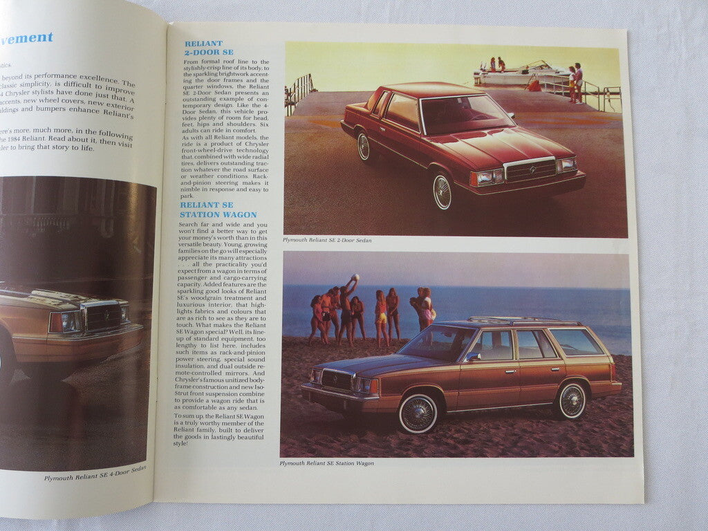 1984 Plymouth Reliant Sales Brochure Catalog Coupe Sedan Wagon 