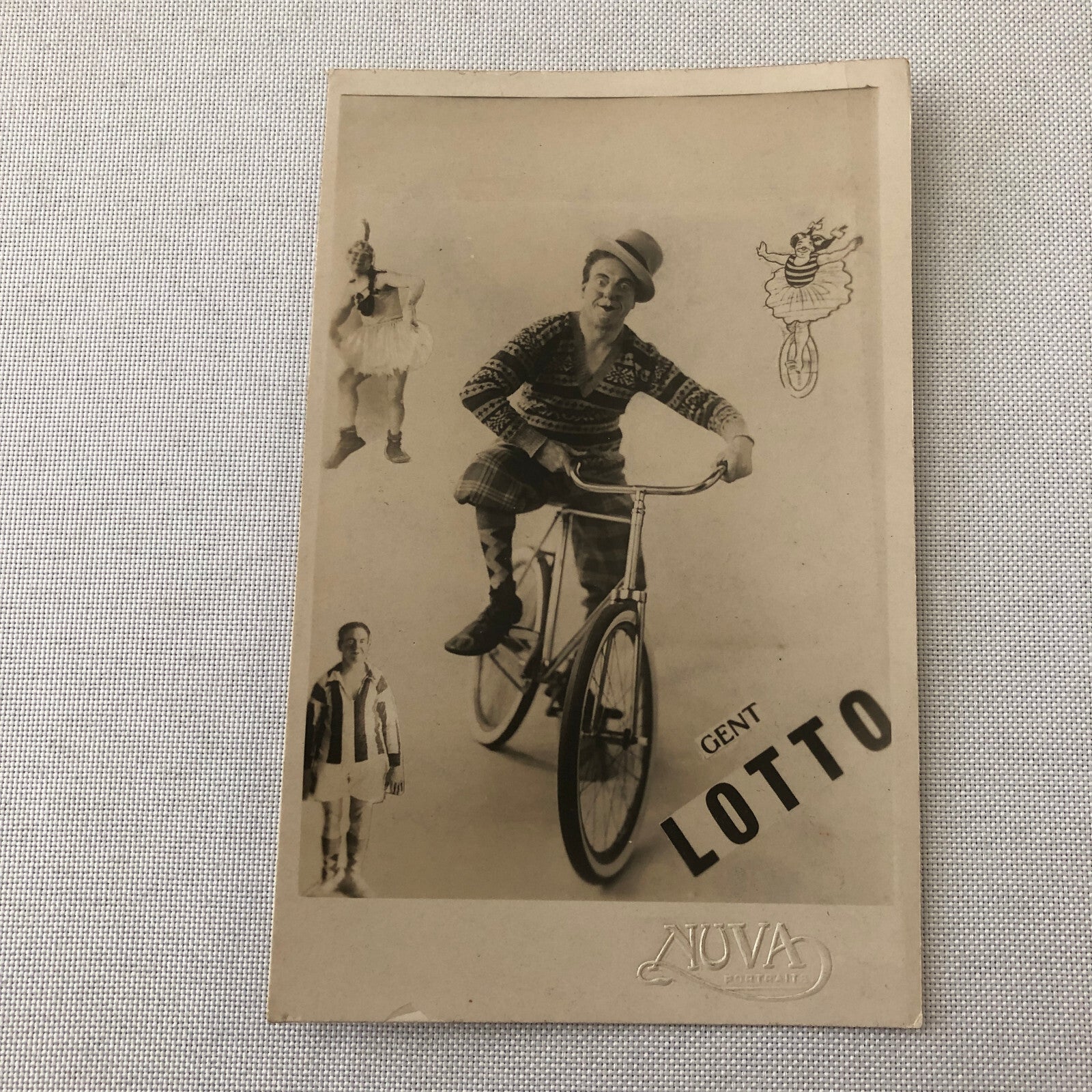 Circus Clown Performer Photo Photograph Print Bicycle Act European Vintage
