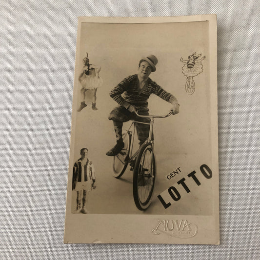 Circus Clown Performer Photo Photograph Print Bicycle Act European Vintage