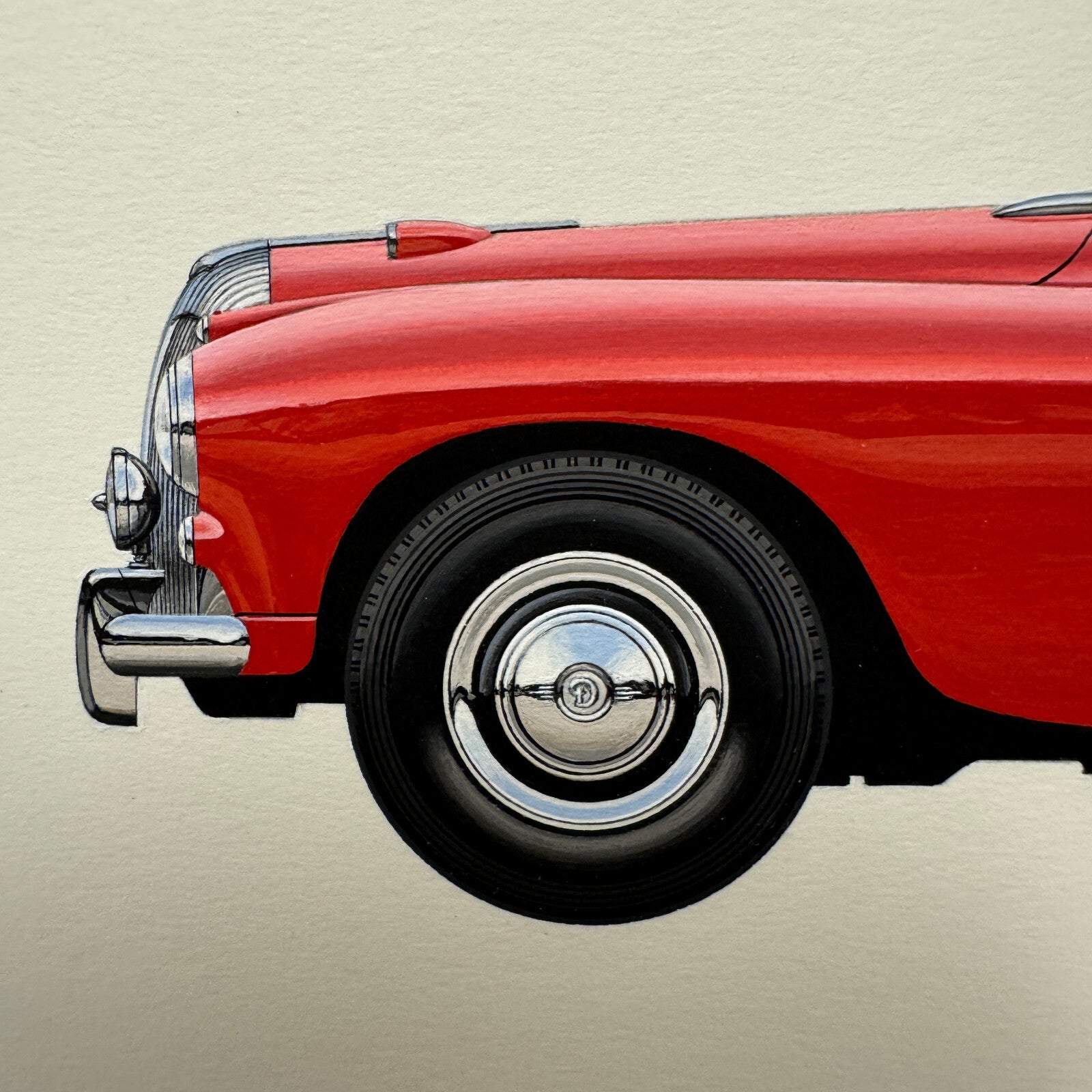 1956 Daimler Conquest Drophead Automobile Illustration Art Drawing Hand Drawn