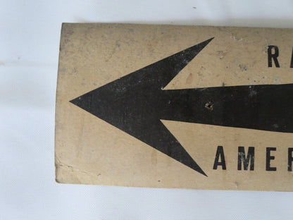 Vintage RAC West Amersfoort Car Rally Small Cardboard Directional Arrow Sign 