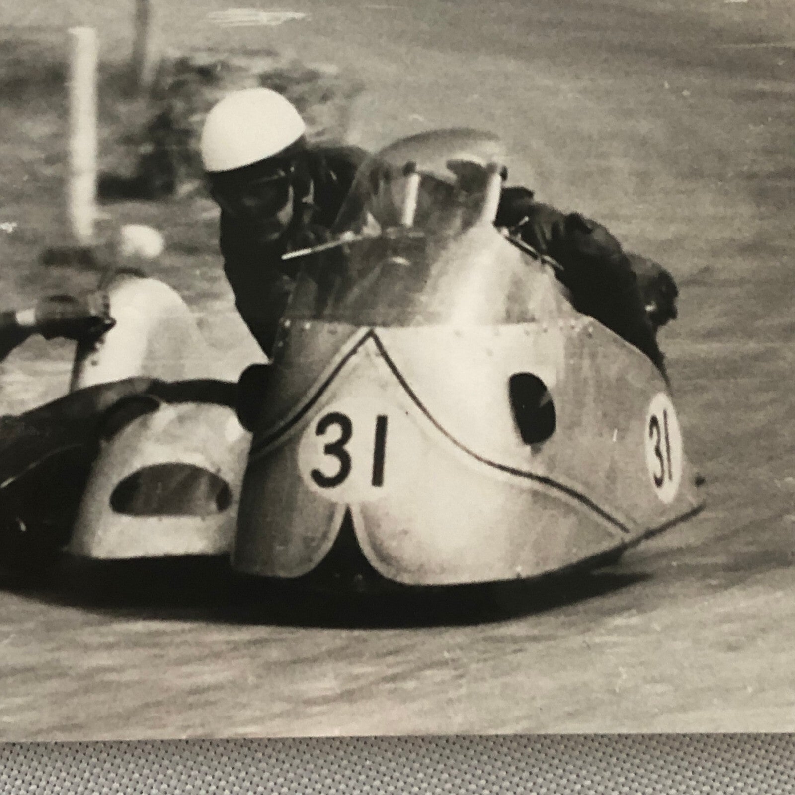 Vintage Motorcycle Sidecar Racing Photo photograph Print Side Car 1956