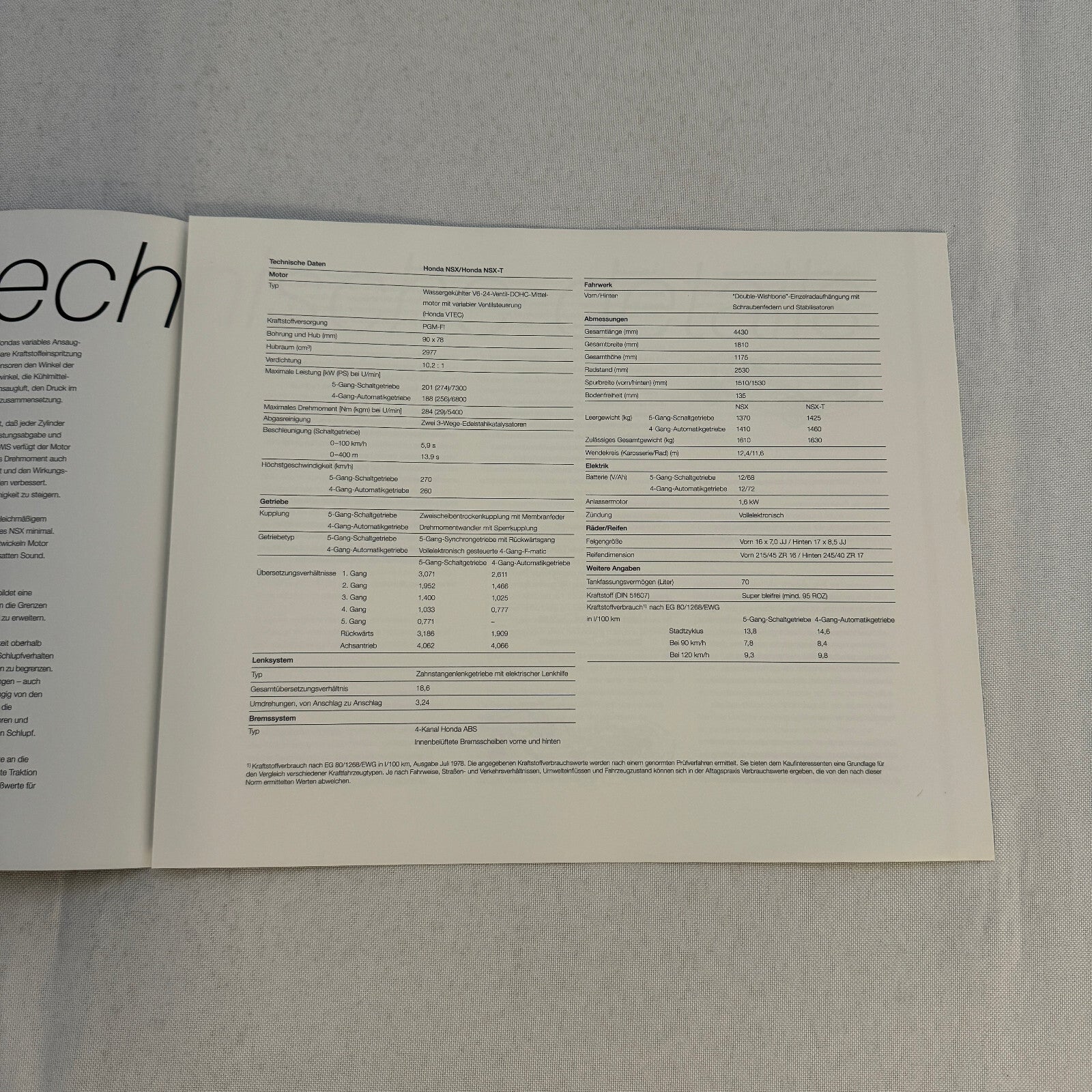Honda NSX Car Sales Brochure Catalog Advertising GERMAN Text Acura NSX
