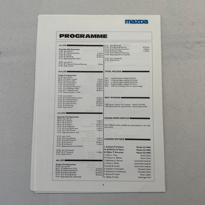 1990 Mazda Group A WRC Rally Rallye Racing Press Kit Brochure Mazda 323