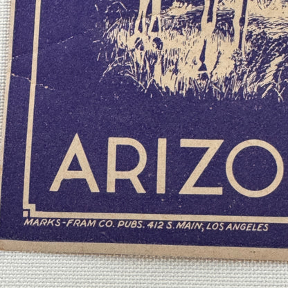 Vintage Travel Luggage Label Arizona State
