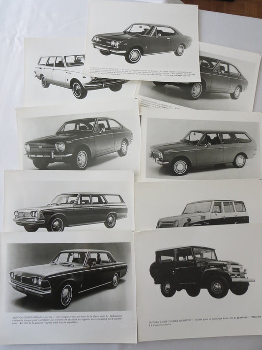 Vintage Toyota Press Photo Land Cruiser Mark II Corolla French Lot of 9
