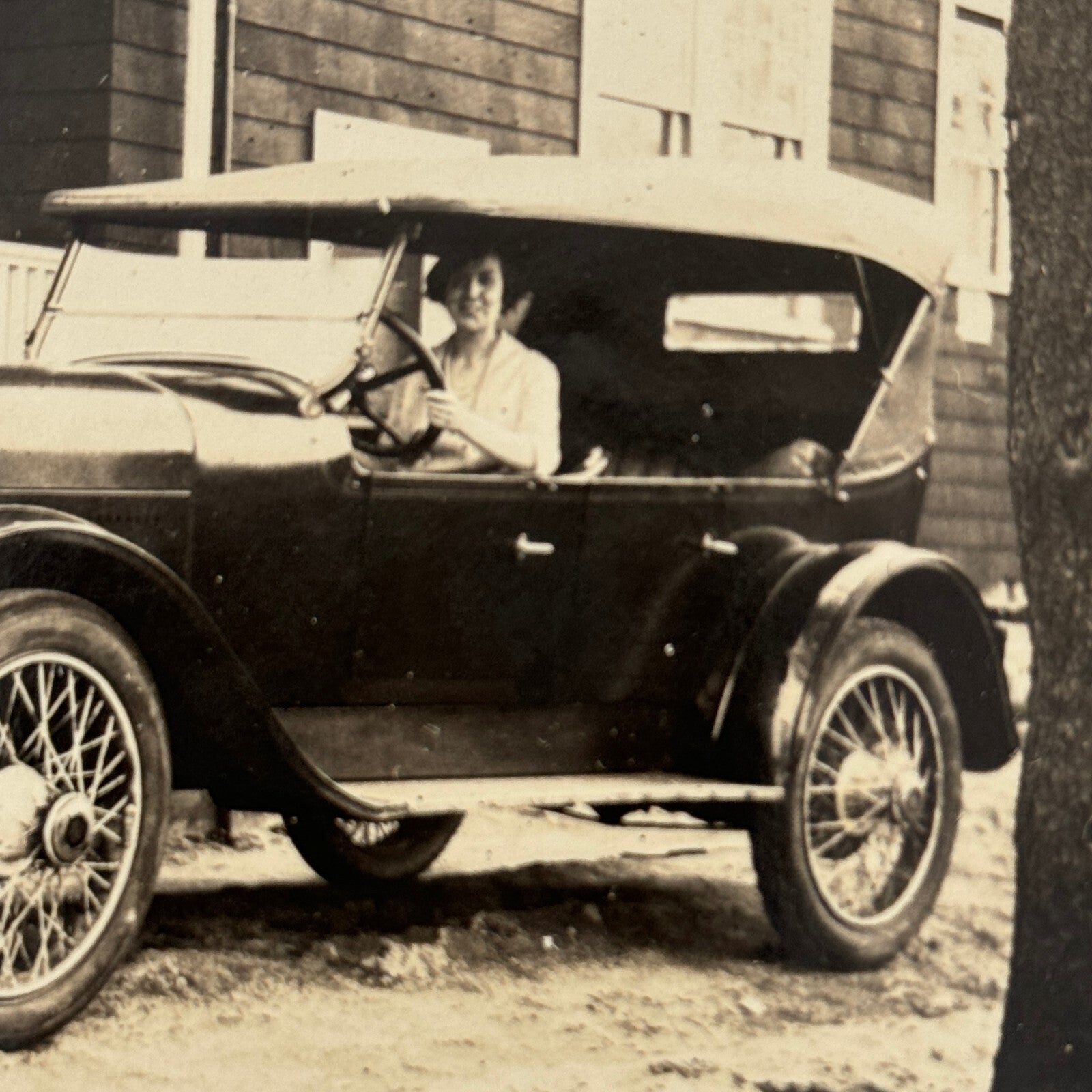 Vintage Photo Photograph Woman in Antique Ford Car