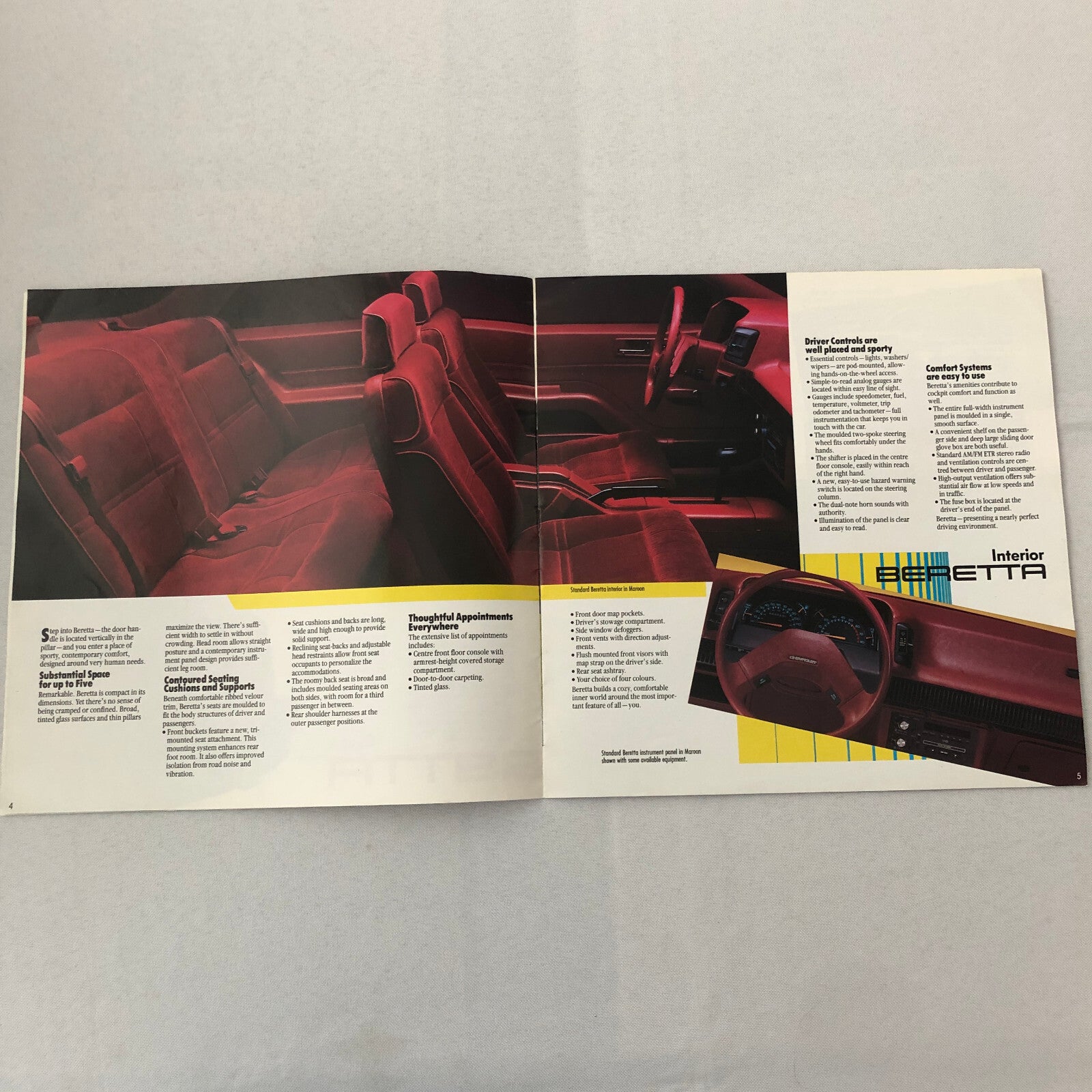 1987 Chevrolet Beretta Sales Brochure Catalog Advertising