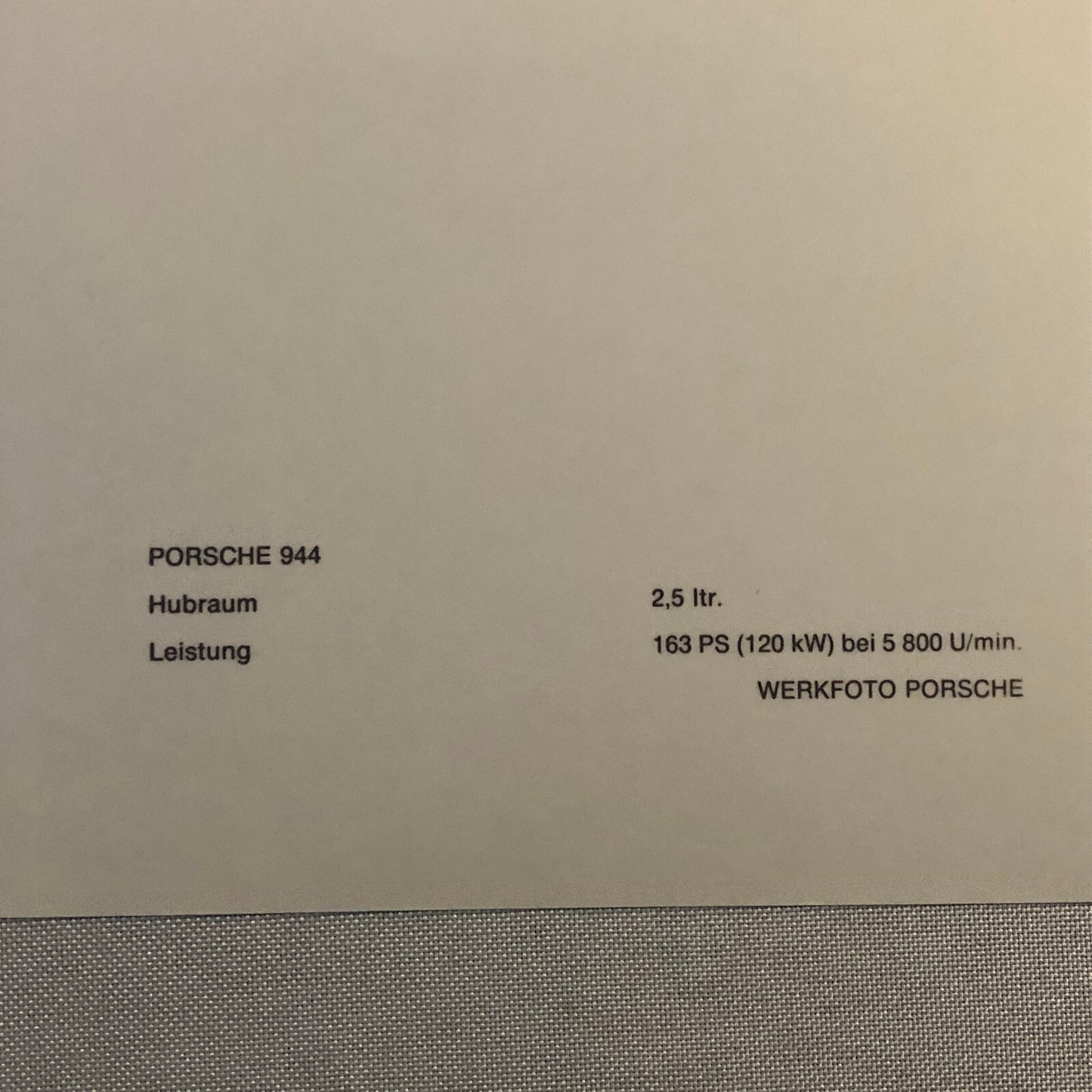 Porsche 944 Factory Press Photo Photograph Werkfoto Print