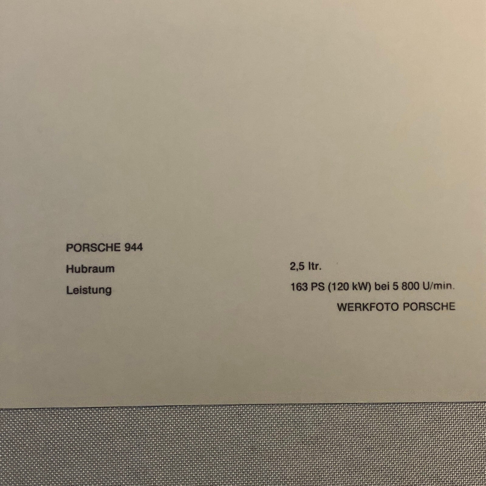 Porsche 944 Factory Press Photo Photograph Werkfoto Print