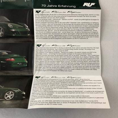 RUF Greenster R Roadster 3.8 RT Roadster Porsche 911 Sales Brochure Catalog
