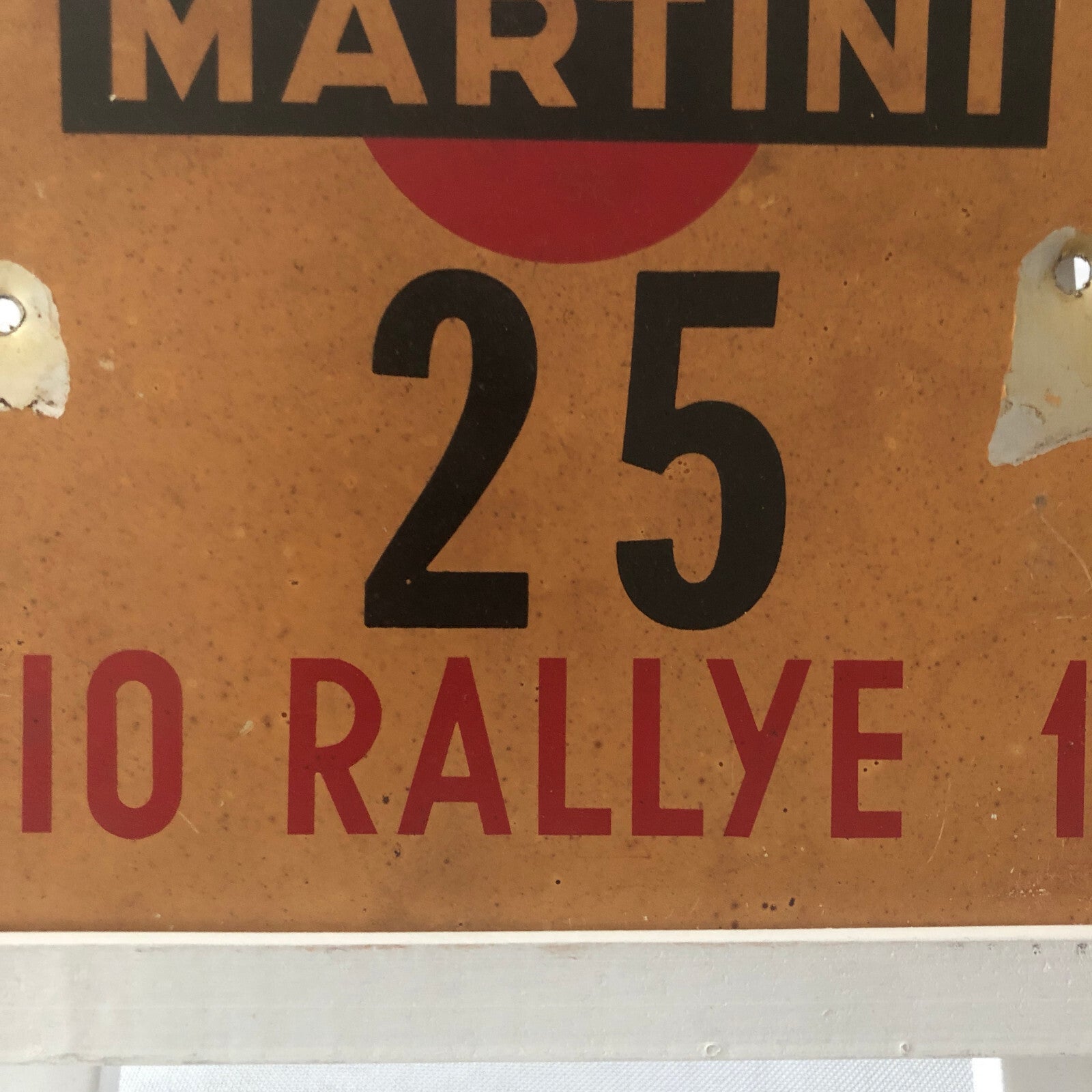 1968 Radio Rallye Car Rally Participant Plate w/ Martini Ad