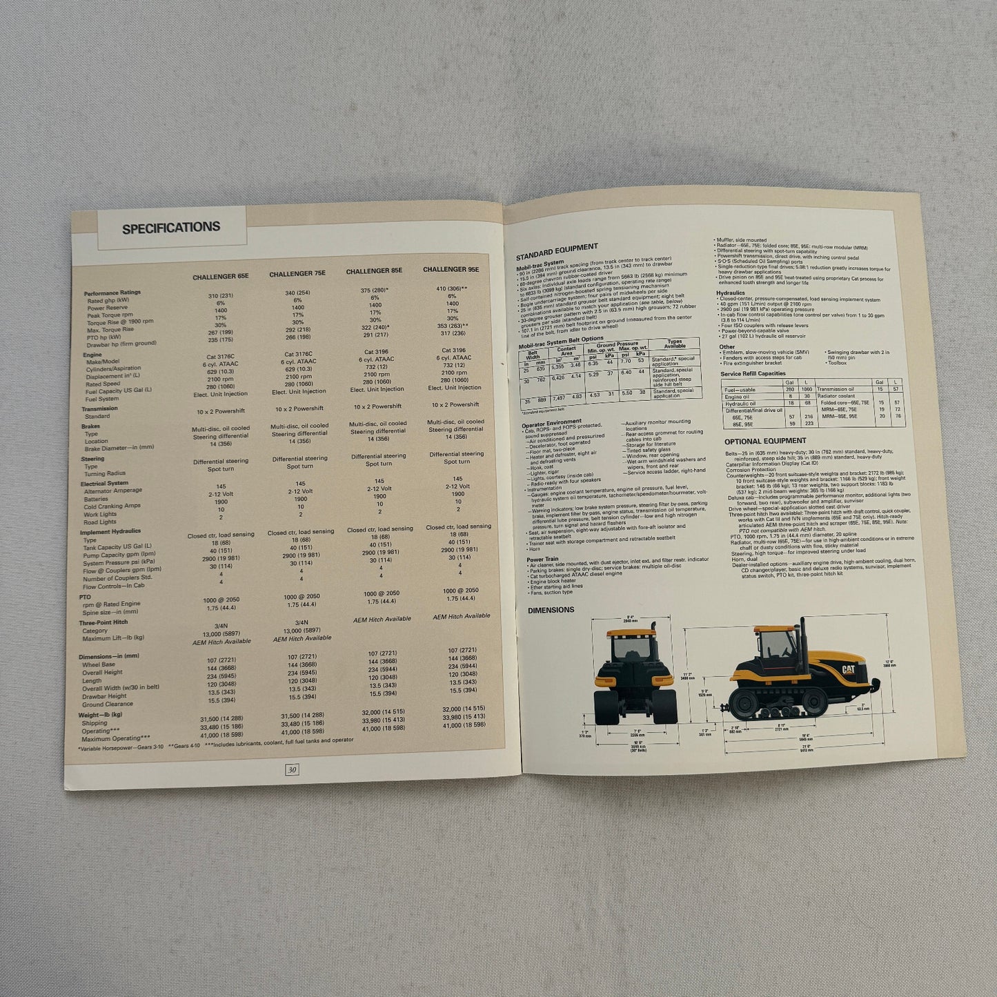 Caterpillar Challenger Tractor Construction Equipment Brochure Catalog 95E 85E +