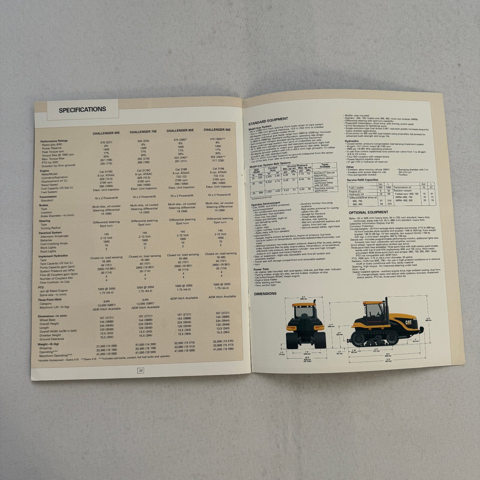 Caterpillar Challenger Tractor Construction Equipment Brochure Catalog 95E 85E +
