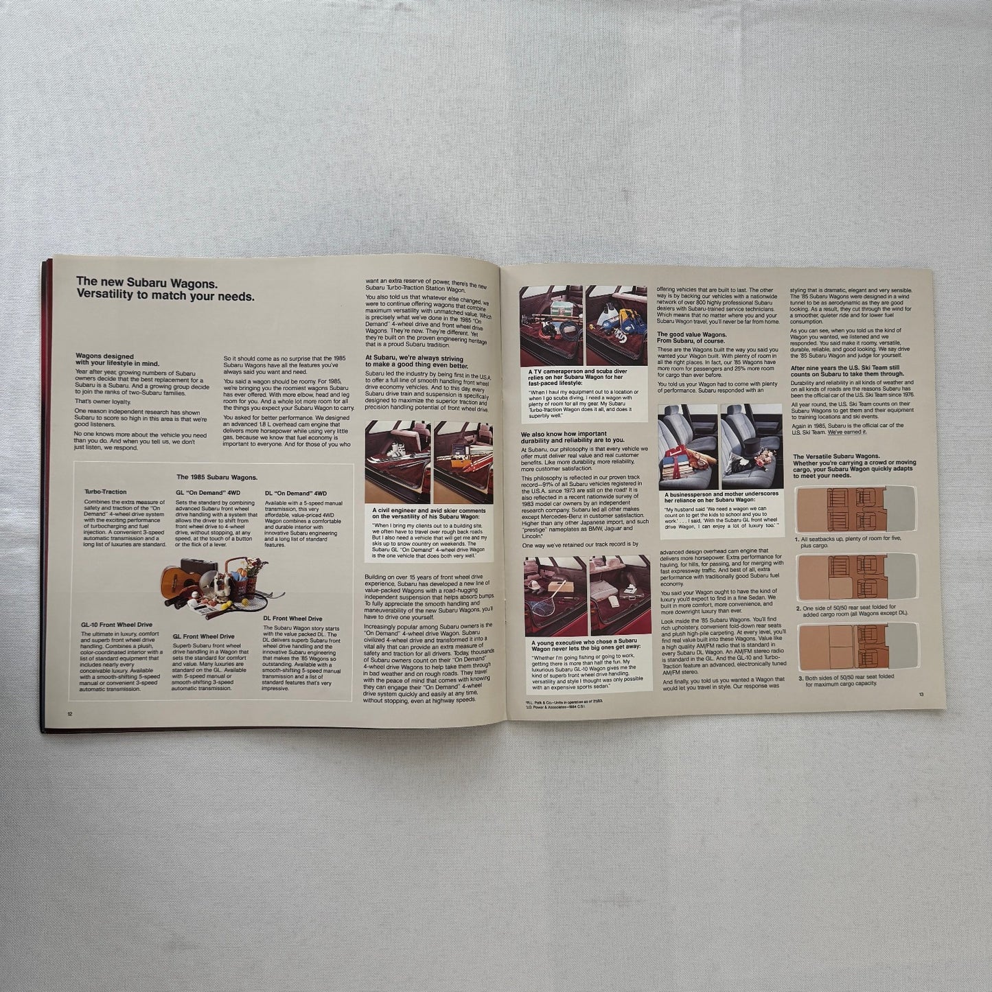 1985 Subaru Car Sales Brochure Catalog Advertising Turbo GL STD DL Wagon Brat +