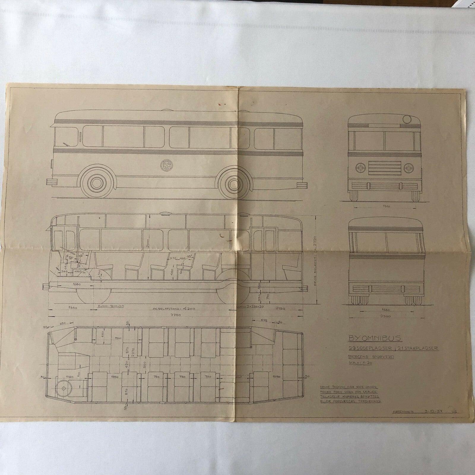1937 Coachbuilder Bus Design Blueprint Rendering Blue Print Coach Bus Truck