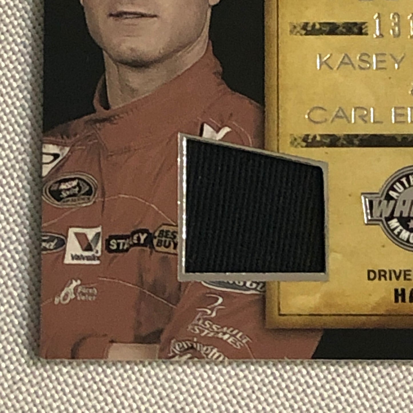 2010 Wheels Head to Head Hat Relic Card Kasey Kahne Carl Edwards #/150
