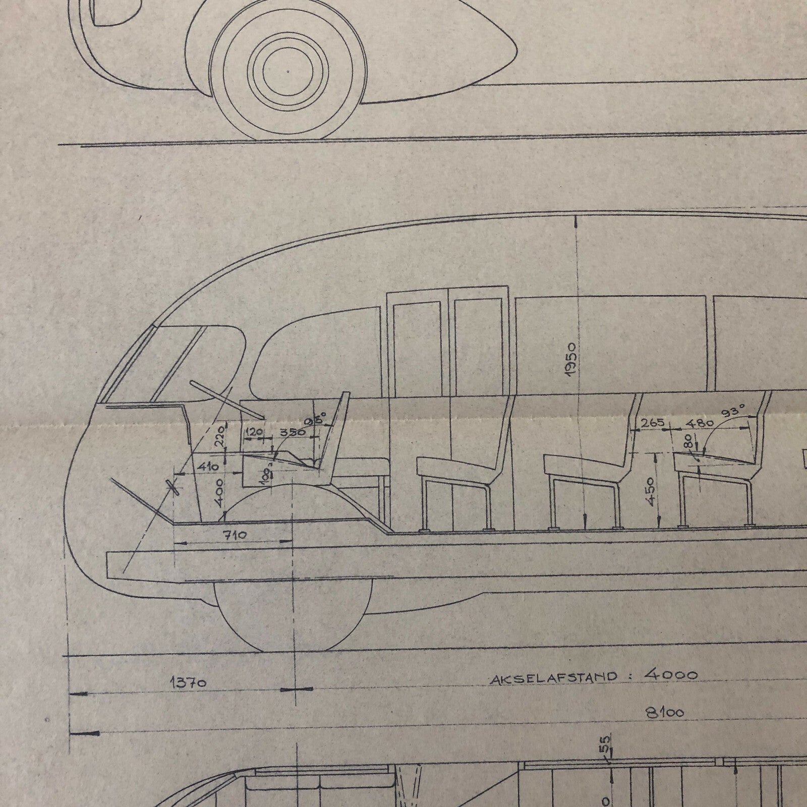 1936 Coachbuilder Bus Design Blueprint Rendering Blue Print Coach Bus Truck