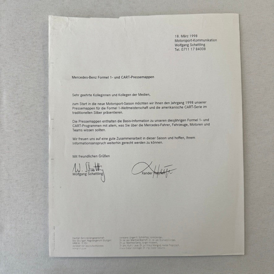 1998 Mercedes Benz Marlboro CART Racing Press Kit Al Unser Jr GERMAN