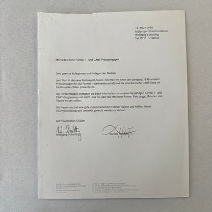 1998 Mercedes Benz Marlboro CART Racing Press Kit Al Unser Jr GERMAN