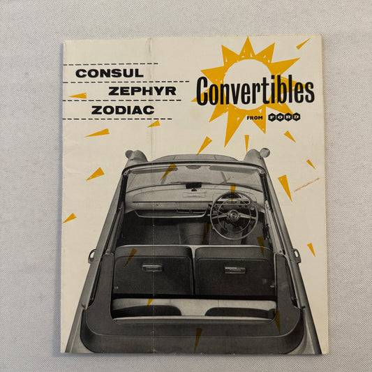 Ford Consul Zephyr Zodiac Convertible Car Sales Brochure Catalog Vintage