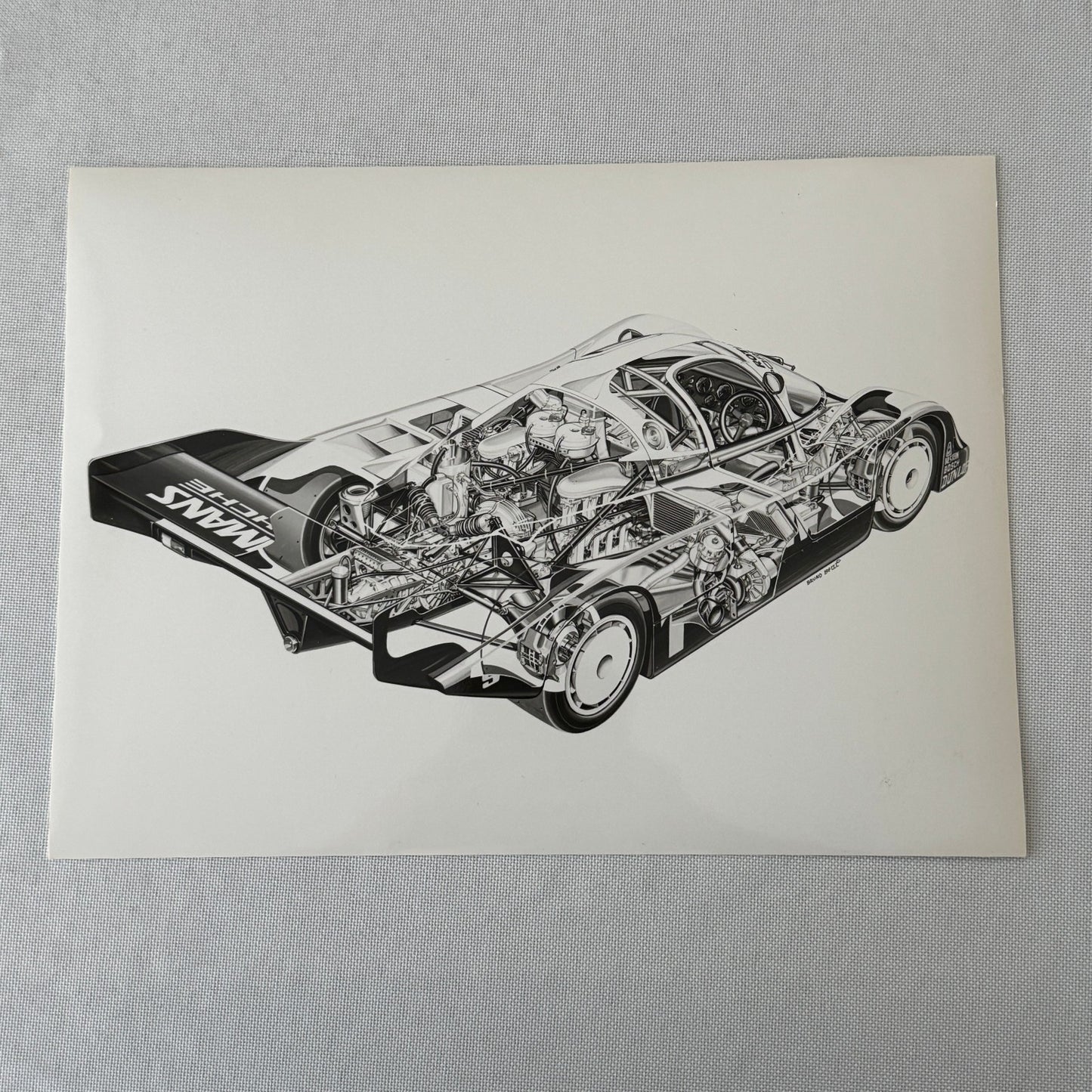 Porsche 956 Race Car Factory Press Photo Photograph Cutaway Illustration