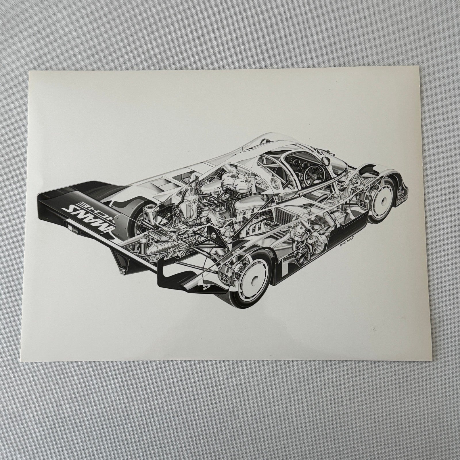 Porsche 956 Race Car Factory Press Photo Photograph Cutaway Illustration