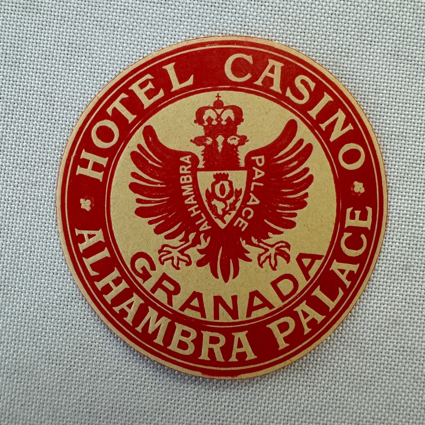 Vintage Hotel Travel Label Alhambra Palace Hotel Casino Granada
