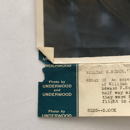 Press Photo Photograph Aviator Pilot William S Brock Underwood & Underwood