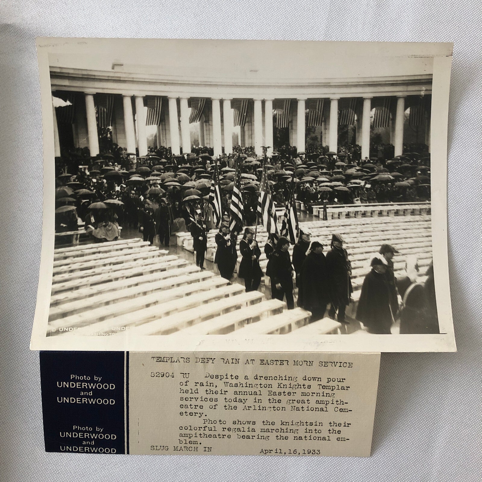 Press Photo Photograph Washington Knights Templar Easter Service Arlington 1933