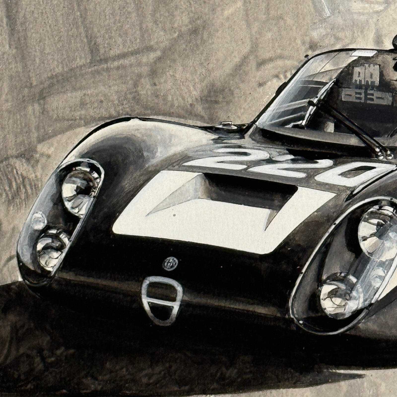 Alfa Romeo Racing Car Vintage Car Illustration Art Drawing Hand Drawn