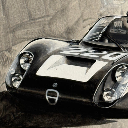 Alfa Romeo Racing Car Vintage Car Illustration Art Drawing Hand Drawn
