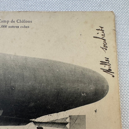 Vintage Zeppelin Airship Dirigible Postcard Post Card French Le Lebaudy