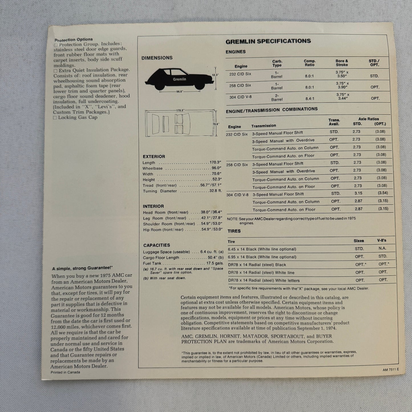 1975 AMC Gremlin Car Sales Brochure Catalog American Motors Gremlin Advertising