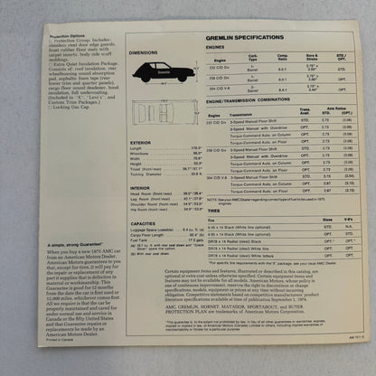1975 AMC Gremlin Car Sales Brochure Catalog American Motors Gremlin Advertising