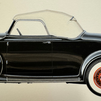 1935 Pierce Arrow 12 Convertible Coupe Roadster Car Illustration Art Drawing