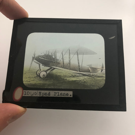 Antique Glass Plate Lantern Slide Early Airplane Aircraft Plane SPAD