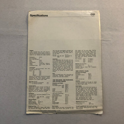 Vintage Volvo Sales Sheet Brochure Catalog 1800S 1800 S 145 Station Wagon 142 +