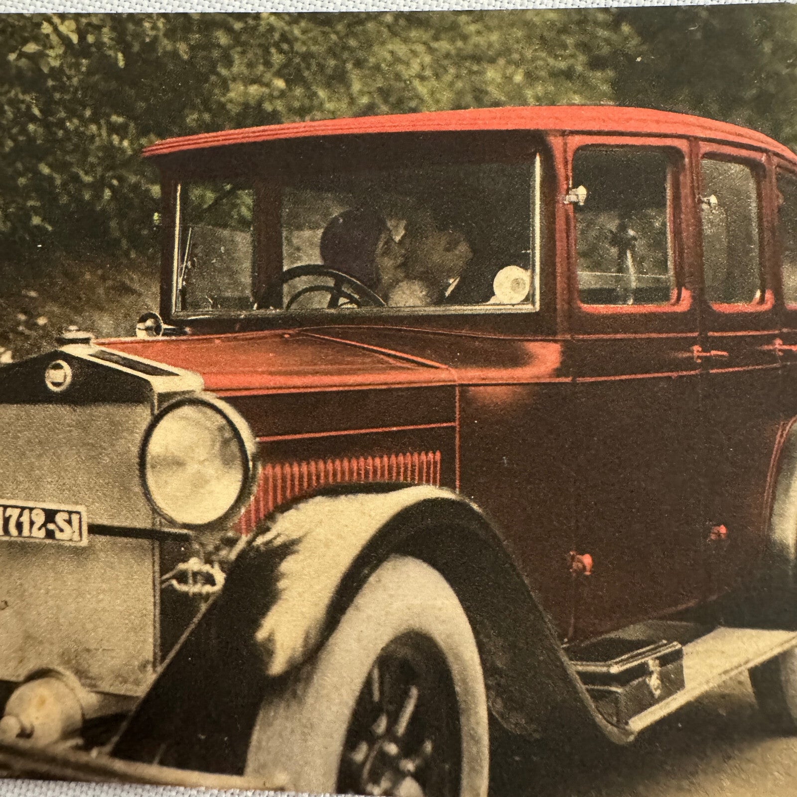 Fiat Car Automobile with Kissing Couple Postcard Post Card