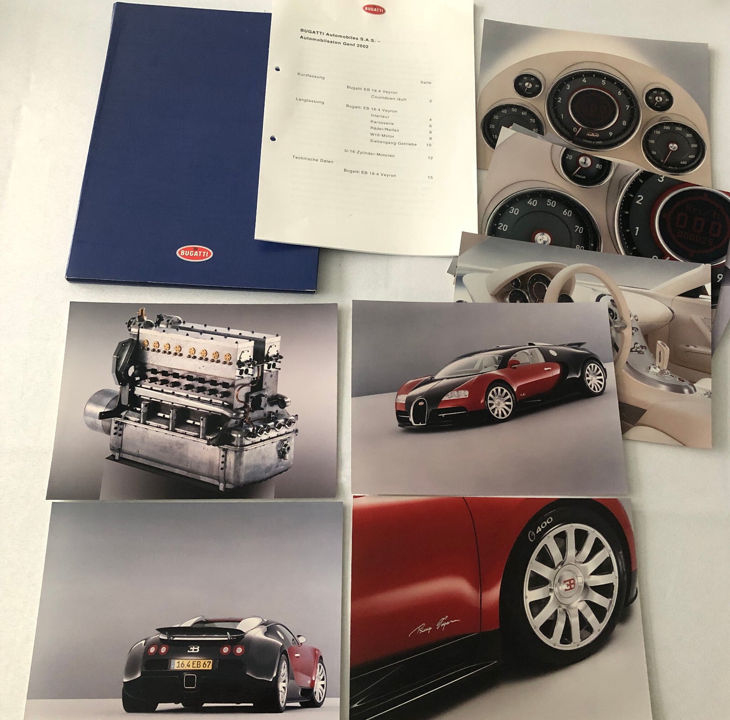 Bugatti Veyron Press Kit Brochure Photos 2002 German Text