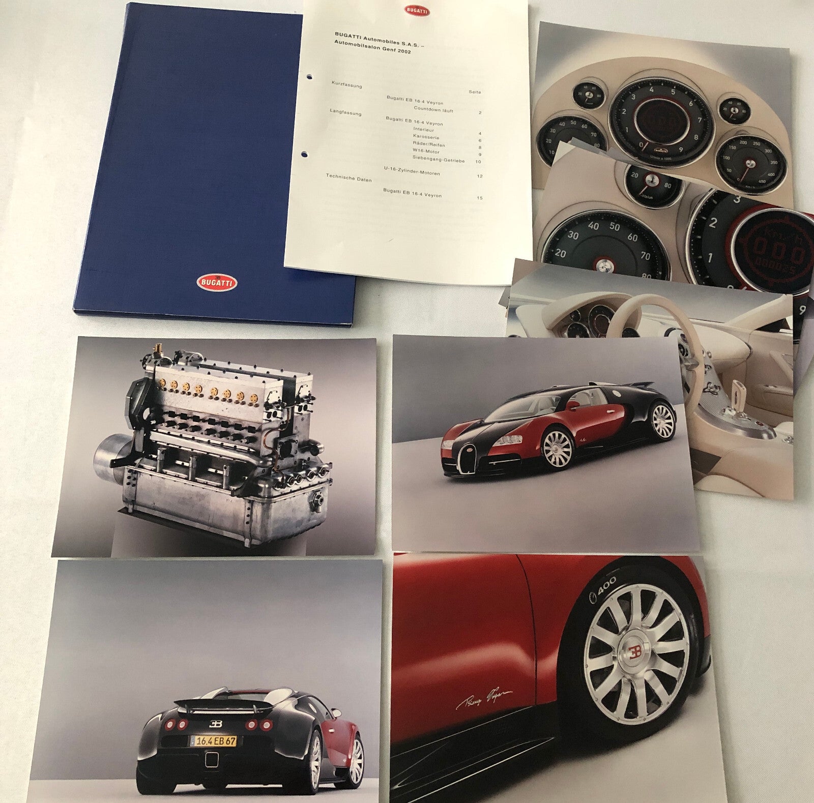Bugatti Veyron Press Kit Brochure Photos 2002 German Text
